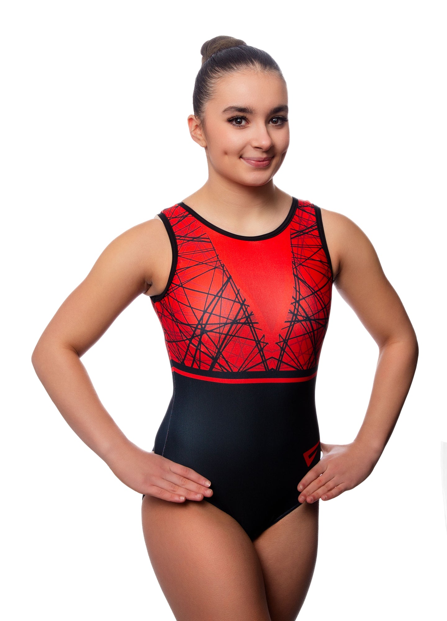 Chaos Red Sleeveless Gymnastics Leotard