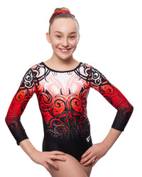 Andromeda Red Long Sleeve Deluxe Gymnastics Leotard