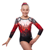 Andromeda Red Long Sleeve Deluxe Gymnastics Leotard