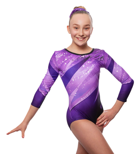 Vanquish' Shiny Foil Deluxe Gymnastics Leotard for Girls Kids Competition  Gym