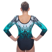 Andromeda Turquoise Gymnastics Long Sleeve Gymnastics Leotard