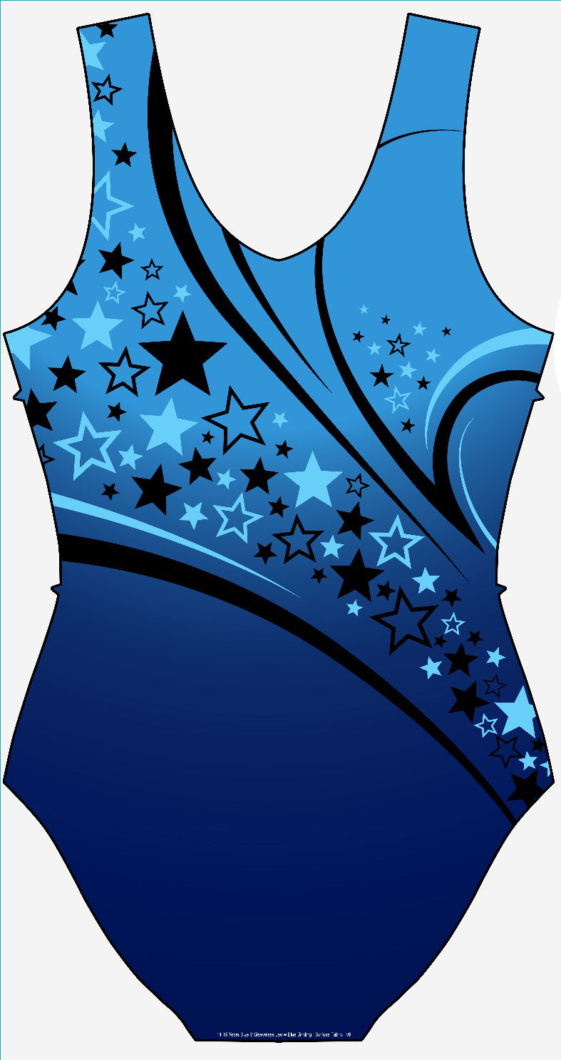 Stars Dance Academy Club Enceladus Blue Sleeveless Gymnastics Leotard