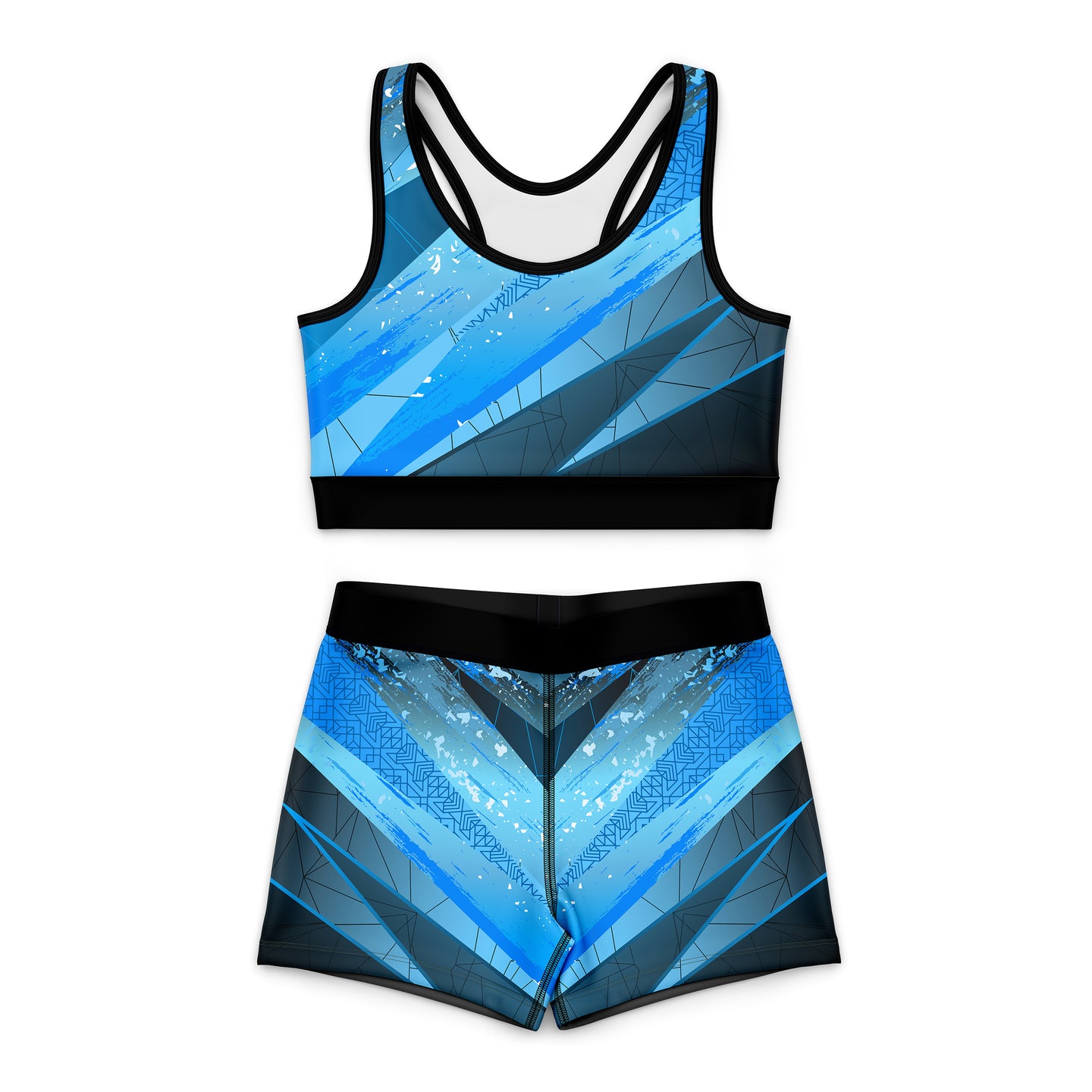 Kiki Blue Crop Top and Shorts Activewear Set