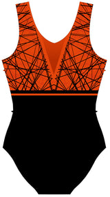 Orchard Gymnastics Club Chaos Orange Sleeveless Gymnastics Leotard