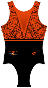 Orchard Gymnastics Club Chaos Orange Sleeveless Gymnastics Leotard