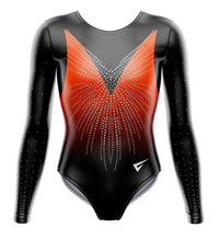 Pheonixwood Crescendo Orange Competition Long Sleeve Girls Gymnastics Leotard