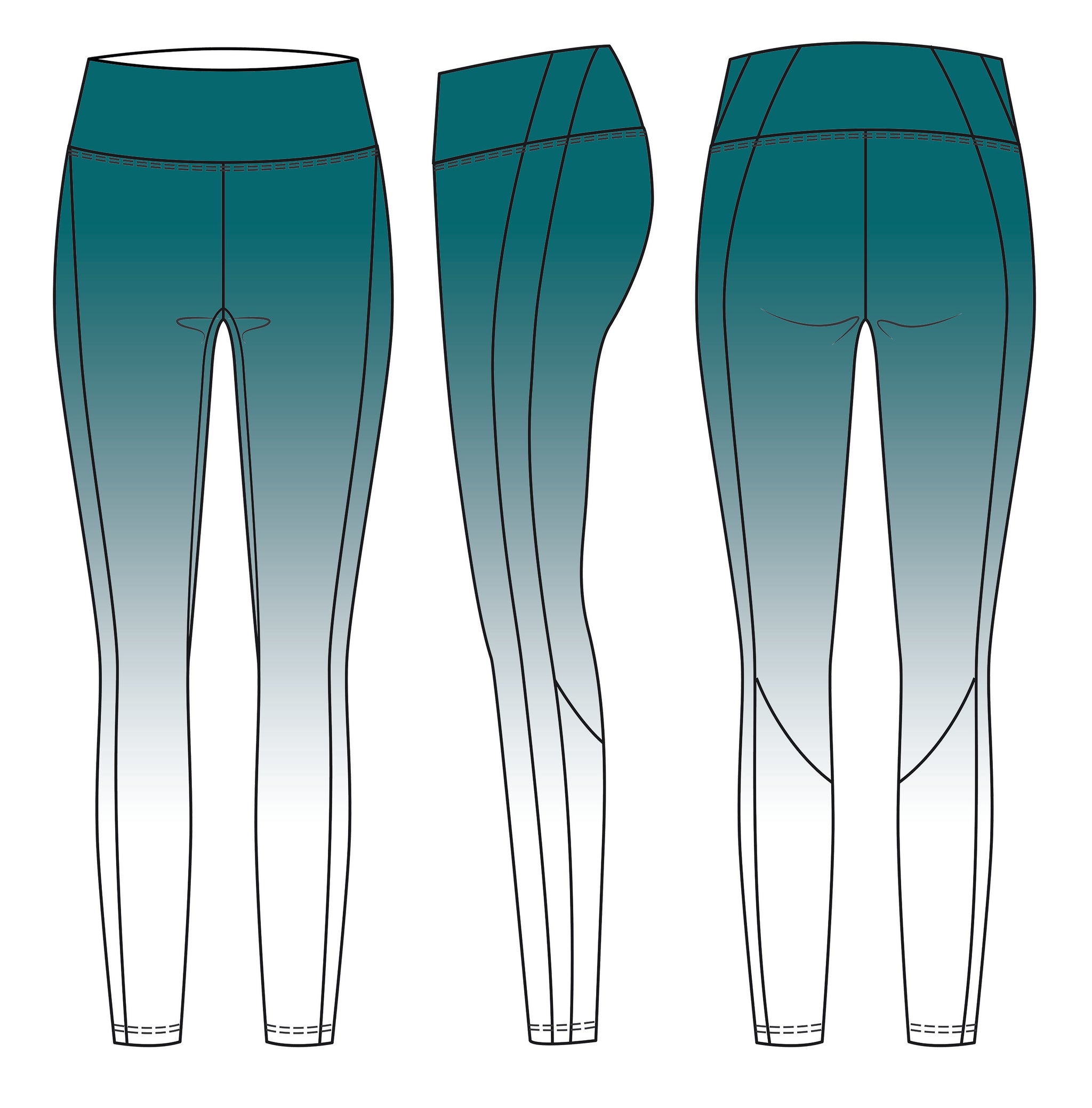 Radiant Silver to Turquoise Girls Shiny Gym Leggings