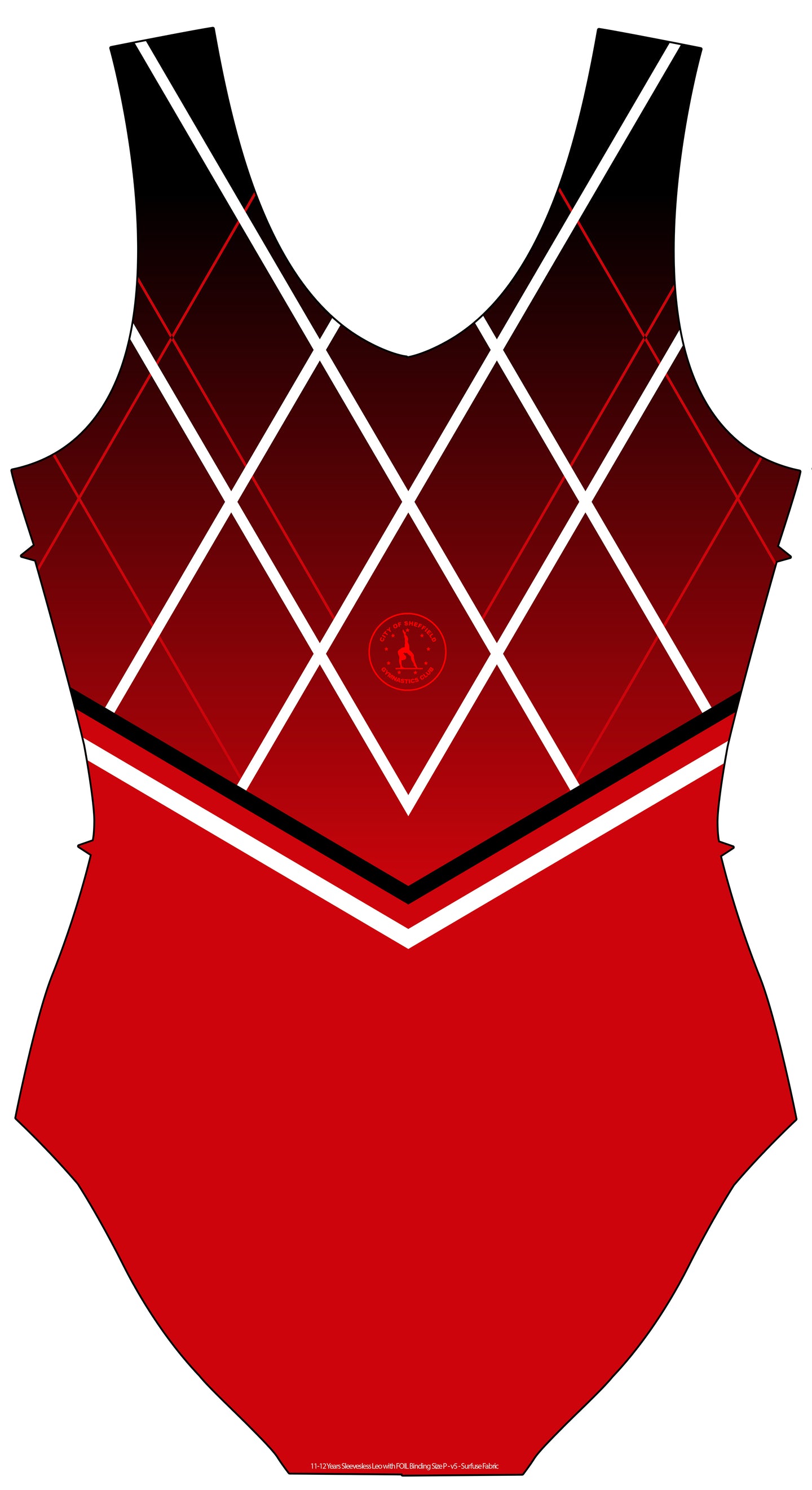 City of Sheffield Gymnastics Club Red to Black Uniform Sleeveless Leotard