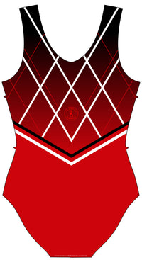 City of Sheffield Gymnastics Club Red to Black Uniform Sleeveless Leotard