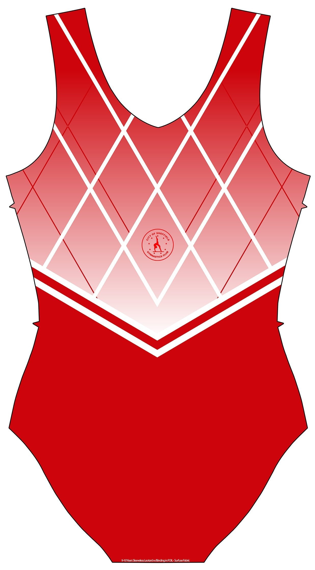 City of Sheffield Gymnastics Club Red to White Uniform Sleeveless Leotard