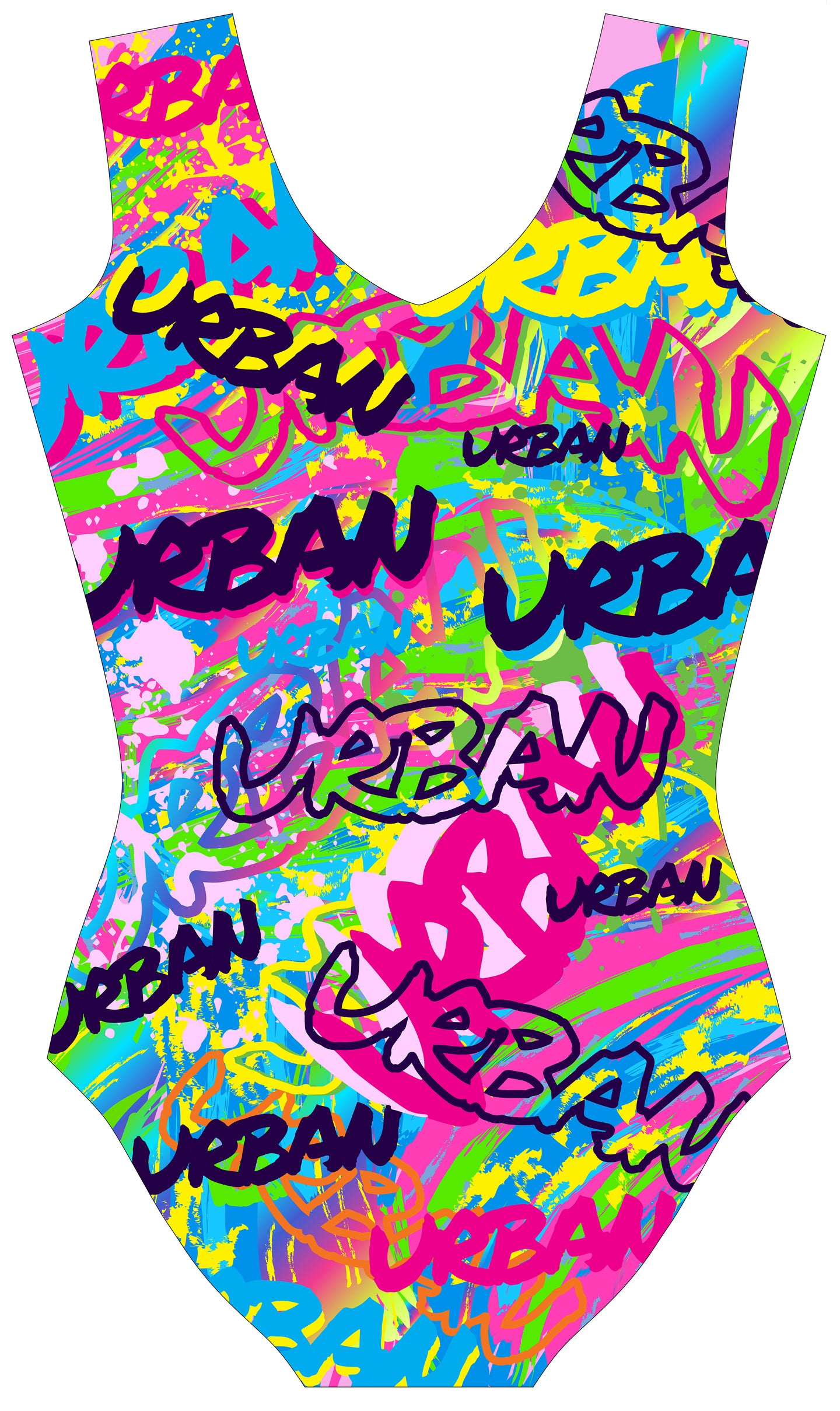 Urban Gymnastics Club Graffiti Sleeveless Gymnastics Leotard