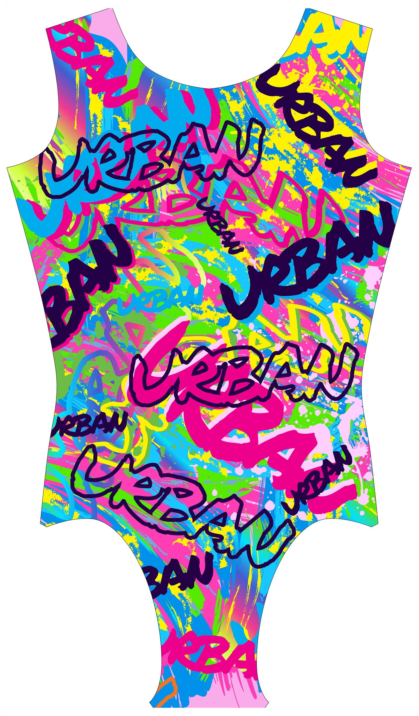 Urban Gymnastics Club Graffiti Sleeveless Gymnastics Leotard