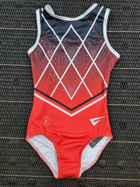 City of Sheffield Gymnastics Club Red to Black Uniform Sleeveless Leotard