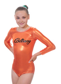 Personalised Orangeade Mystique Long Sleeved Gymnastics Leotard