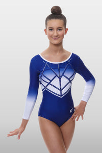 Celeste Navy Blue Long Sleeve Girls Gymnastics Leotard