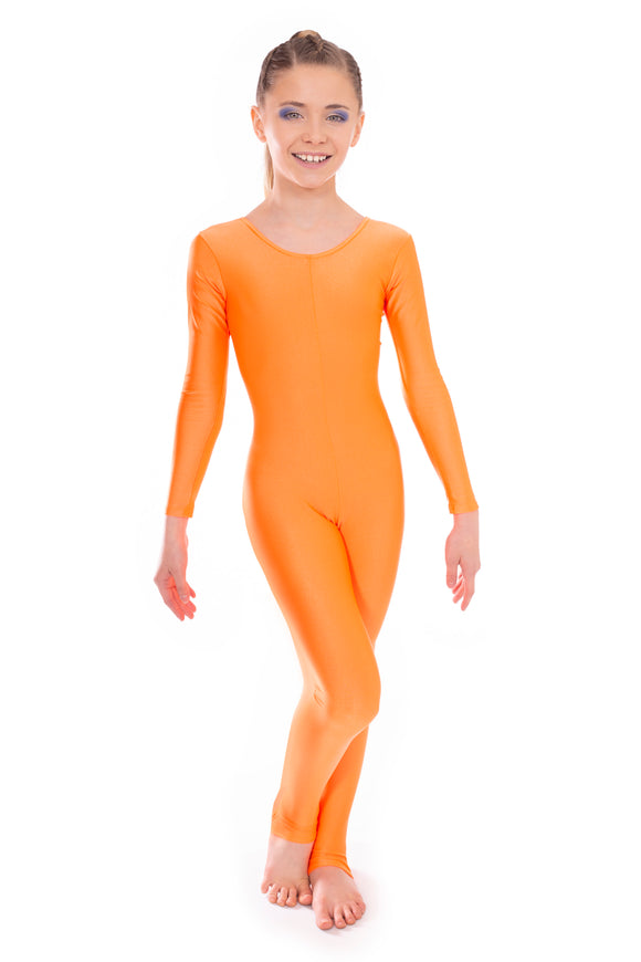 Neon Orange Long Sleeve Unitard Style# 5009
