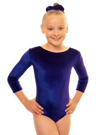 Navy Blue Smooth Velvet Starter Long Sleeved Leotard