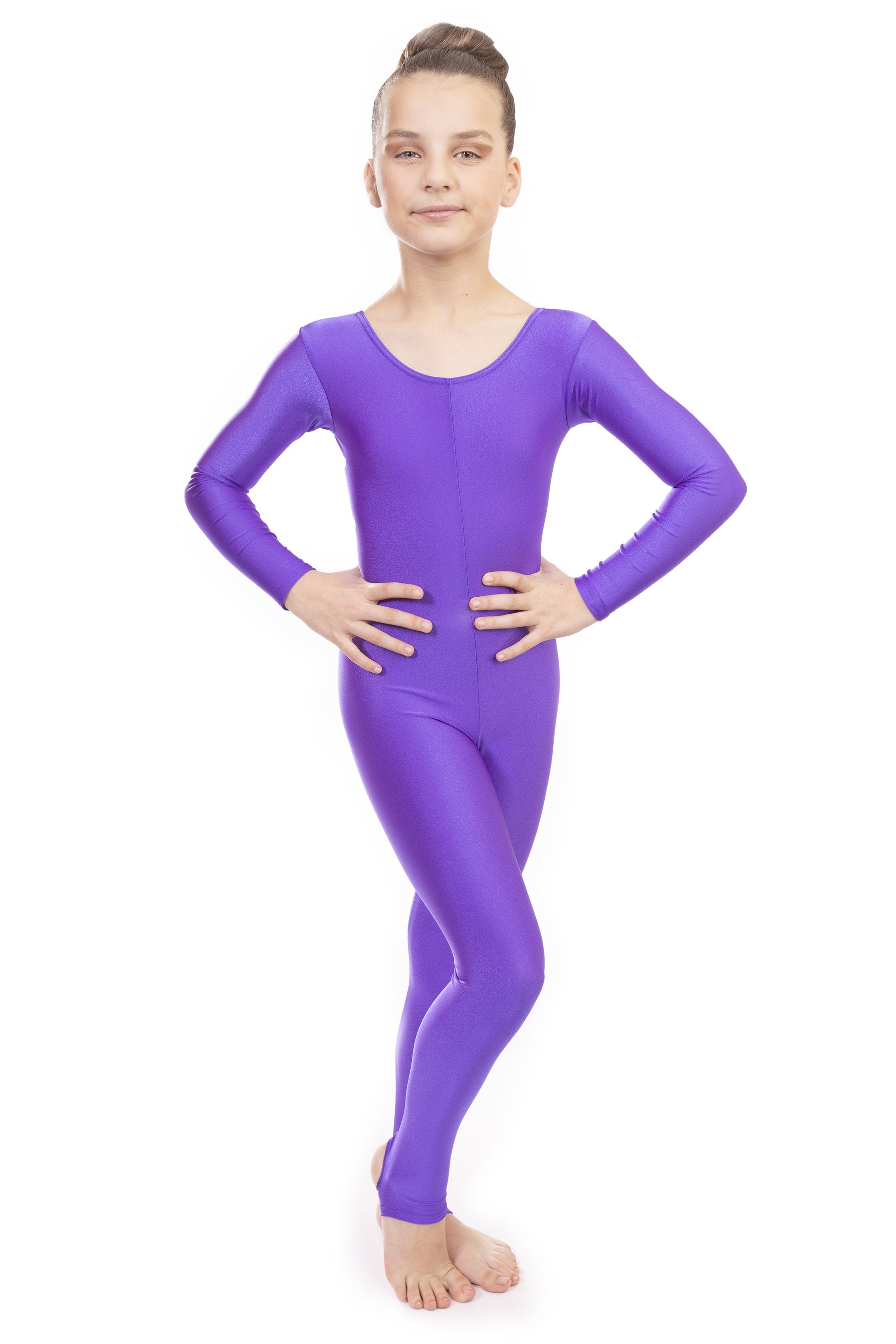 Purple Dance Long Sleeved Unitard Catsuit