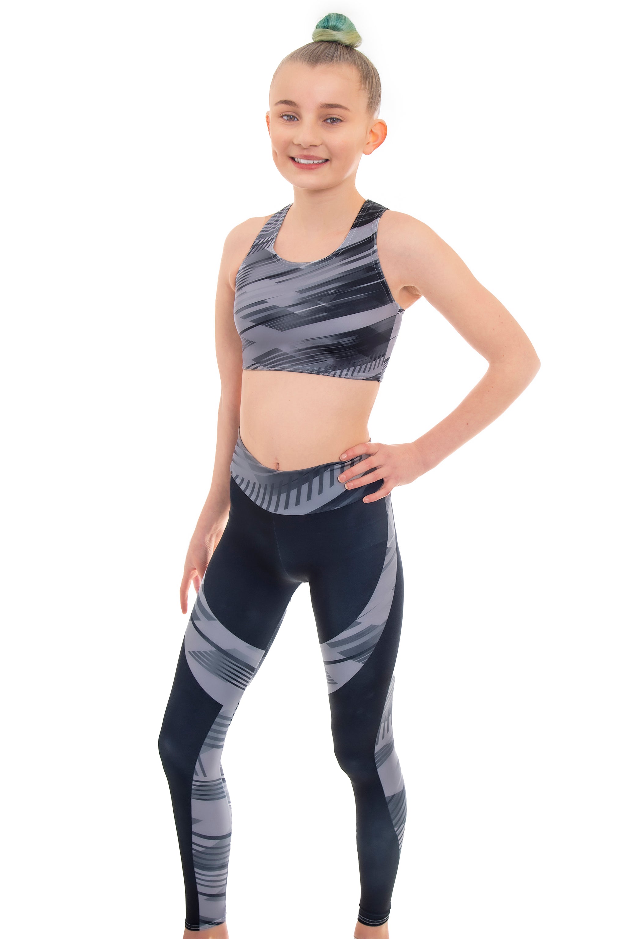 Samba Grey Crop Top and Leggings Activewear Set