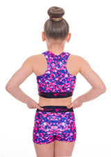 Tie Dye Pink n Blue Crop Top and Shorts Activewear Set