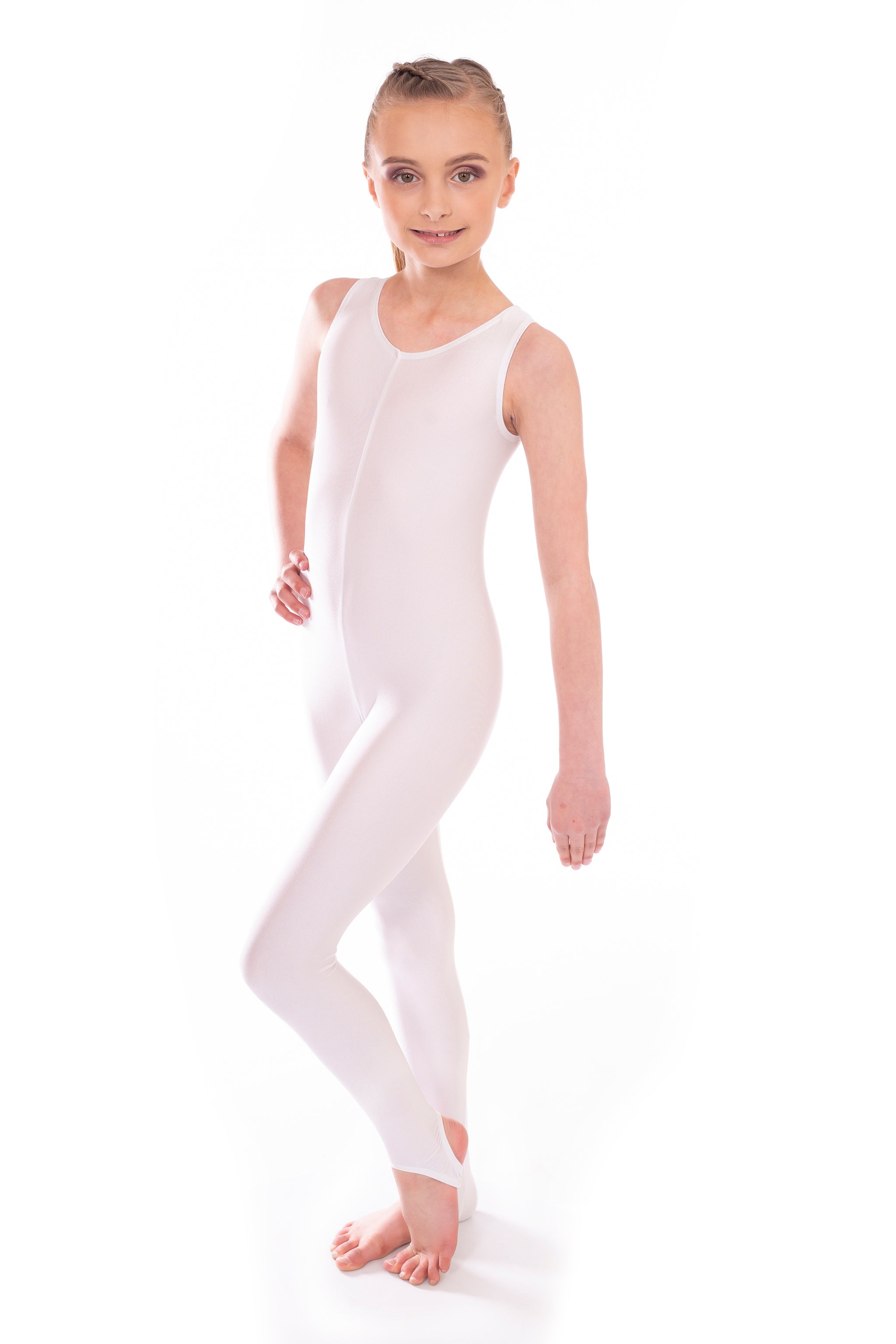 White Short Sleeved Dance Unitard Catsuit